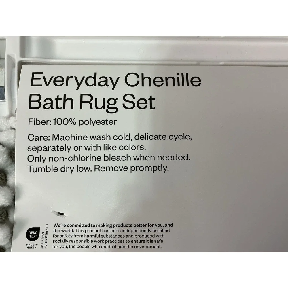 Room Essentials Everyday Chenille Bath Rug Set, Gray,‎ NWT